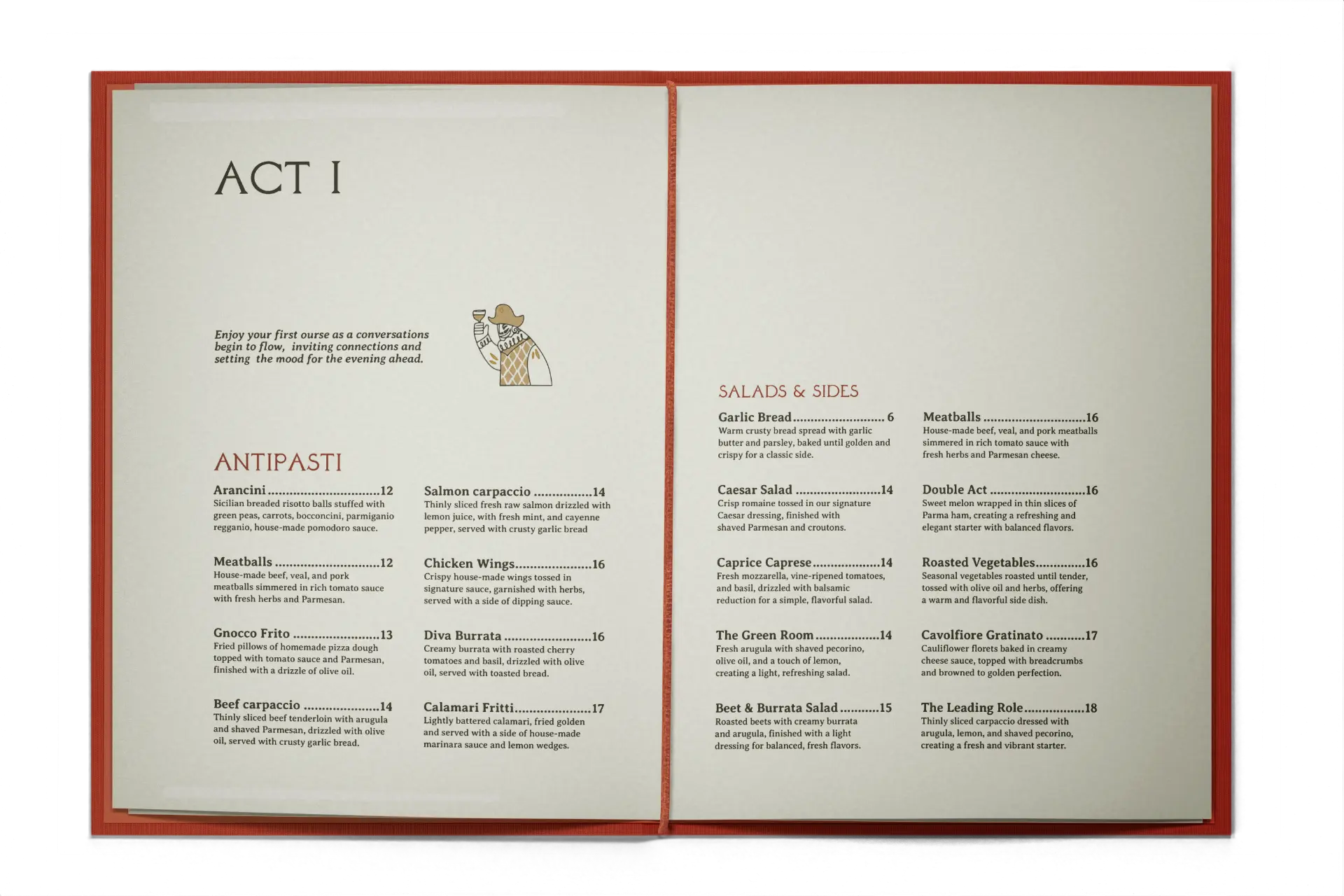 Menu spread of act 1