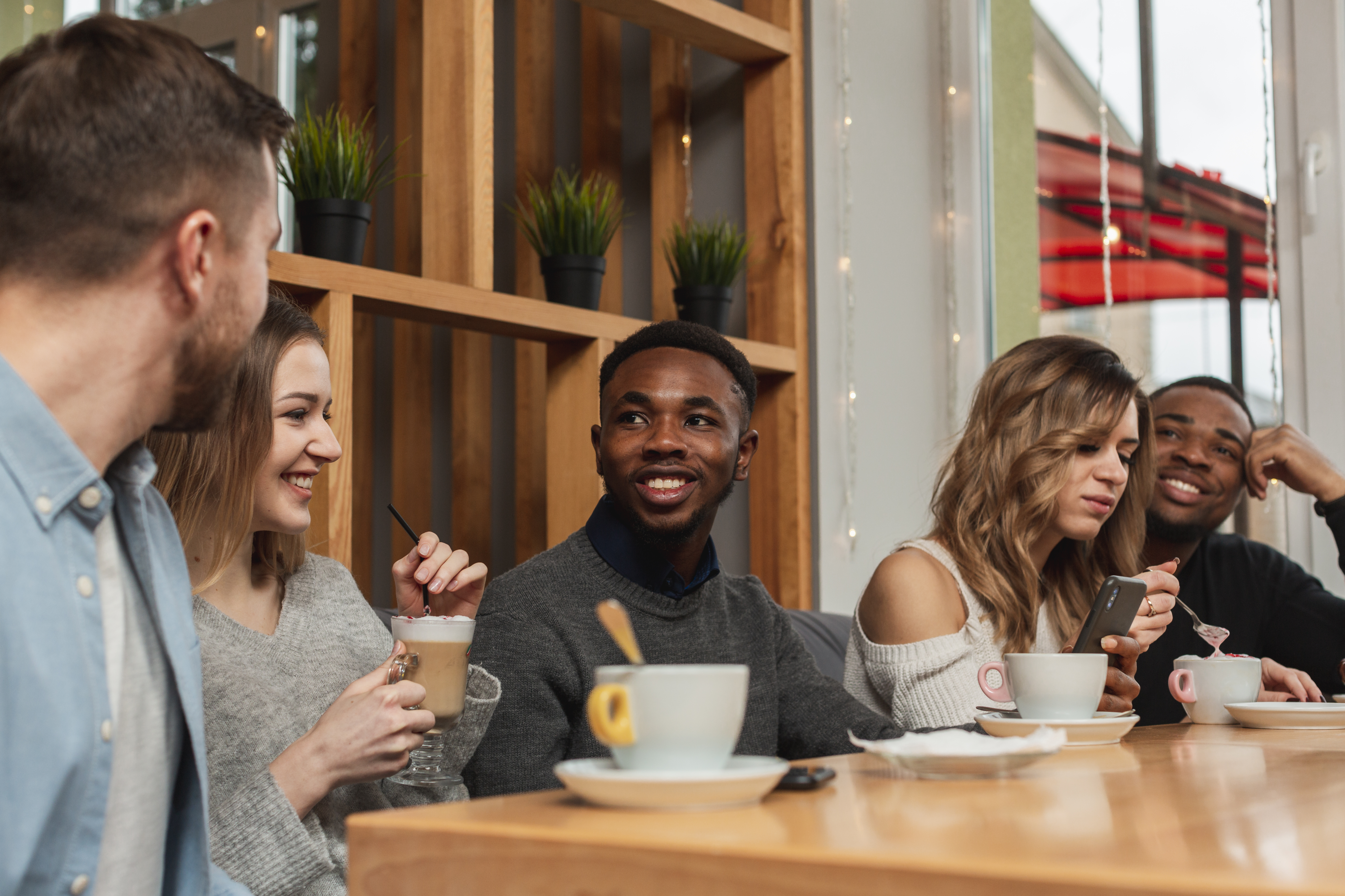 Smiley friends enjoying a cup of coffee