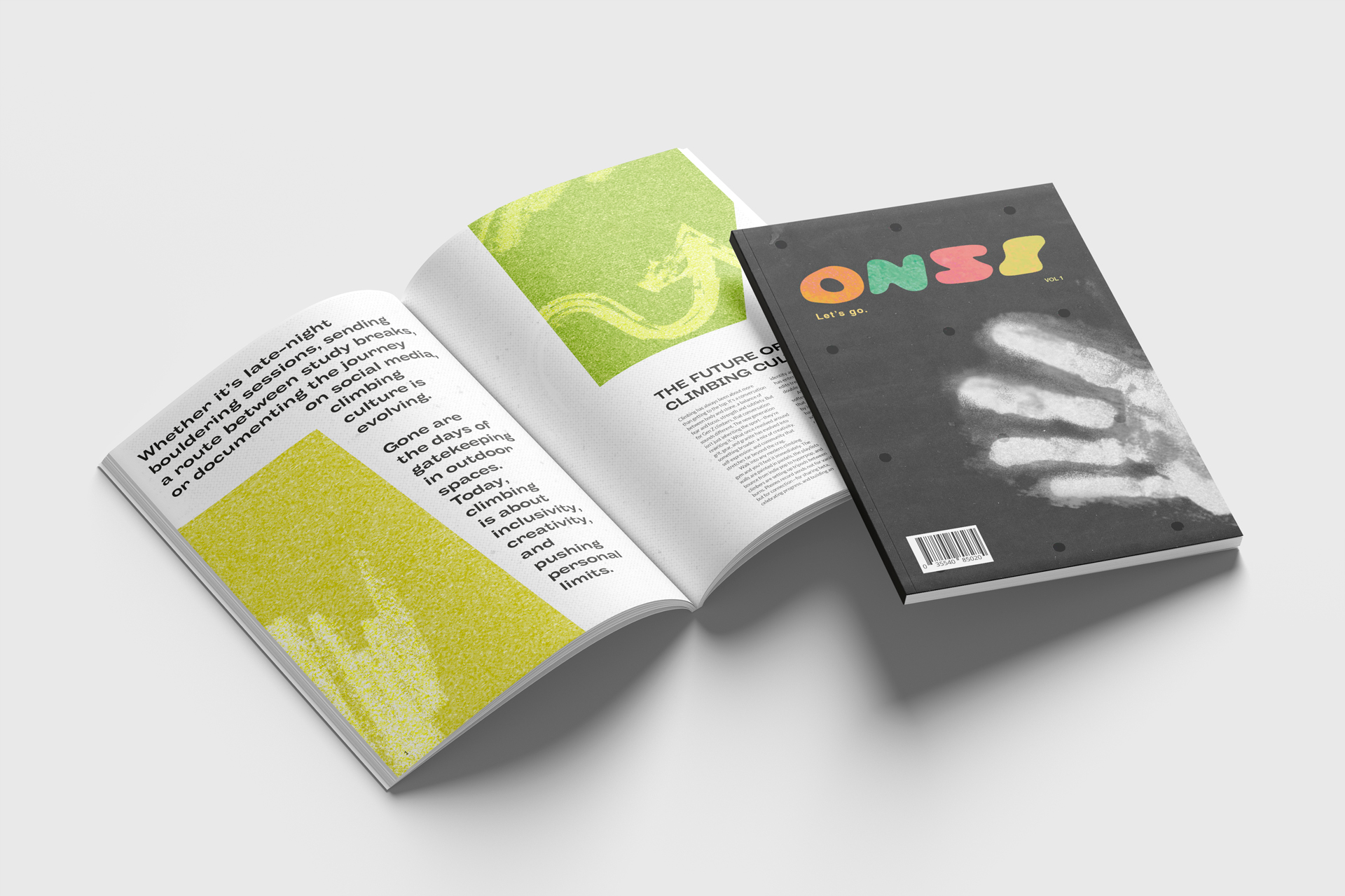 Person holding ONSI Magazine open, displaying editorial layout and typography