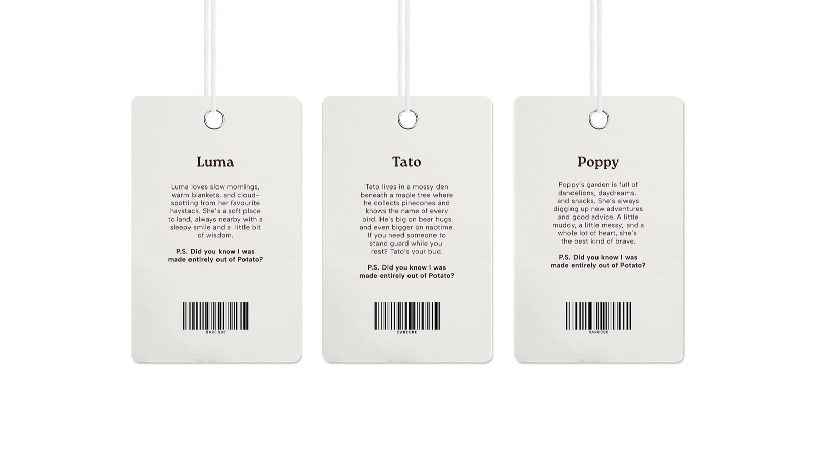 Spudbuds branded hang tag mockup